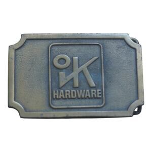 Vintage OK Hardware Belt Buckle Solid Brass Tone USA Retro Handyman Western GUC